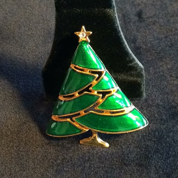 Vintage 3 Pc Christmas Tree Brooch Lot - Picture 7 of 9